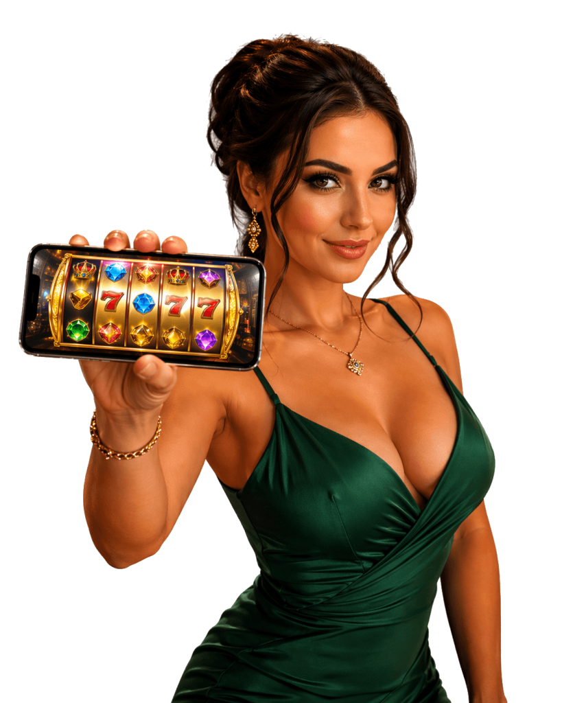 casino girl with mobile slots